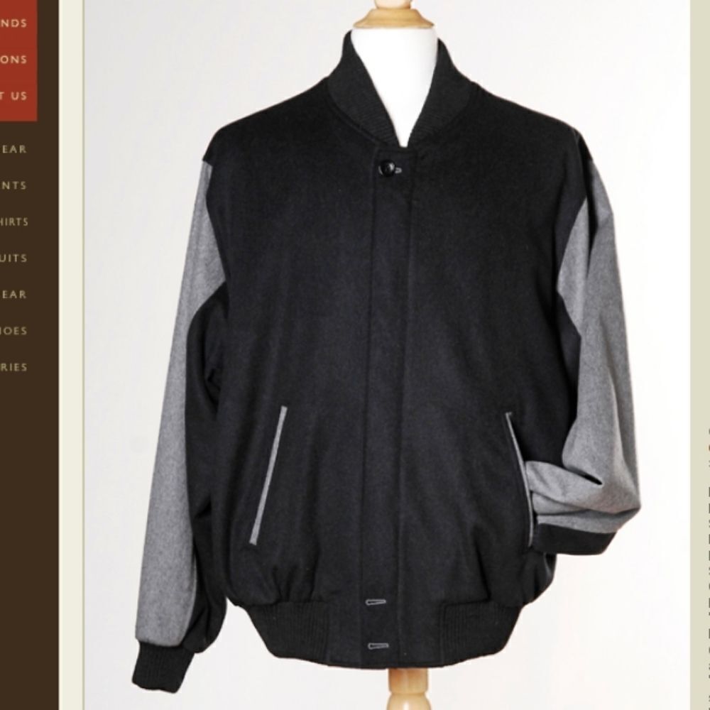 Pierluigi Italian Wool Cashmere Retro Y2K Varsity Bomber Jacket Size Large NEW